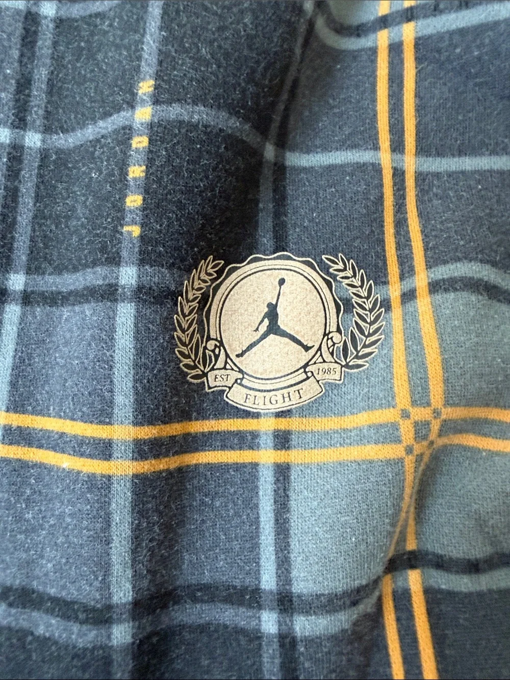 Jordan Men's Black & Yellow Plaid Hoodie